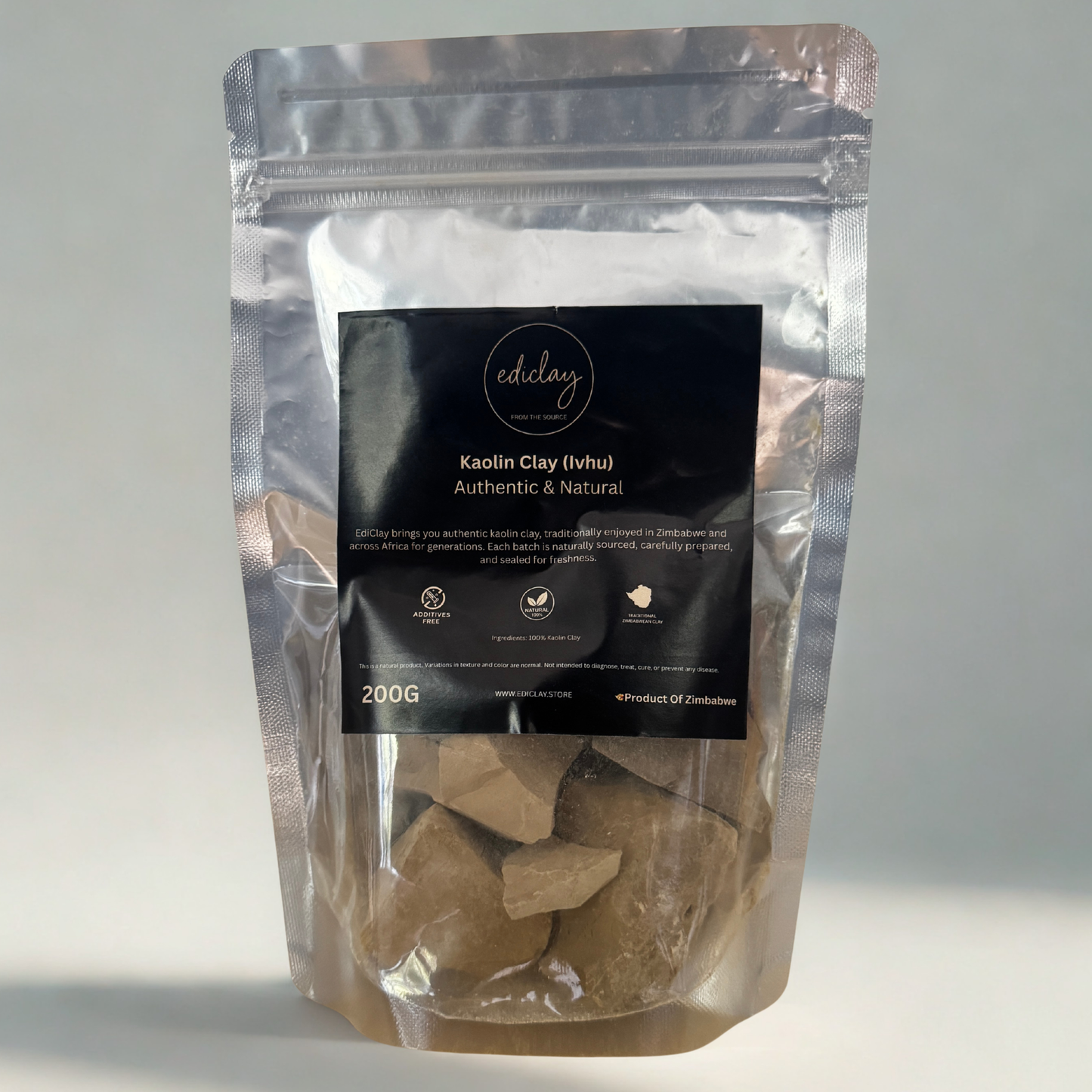 Unsmoked Zimbabwean kaolin (Ivhu/Dhaka)